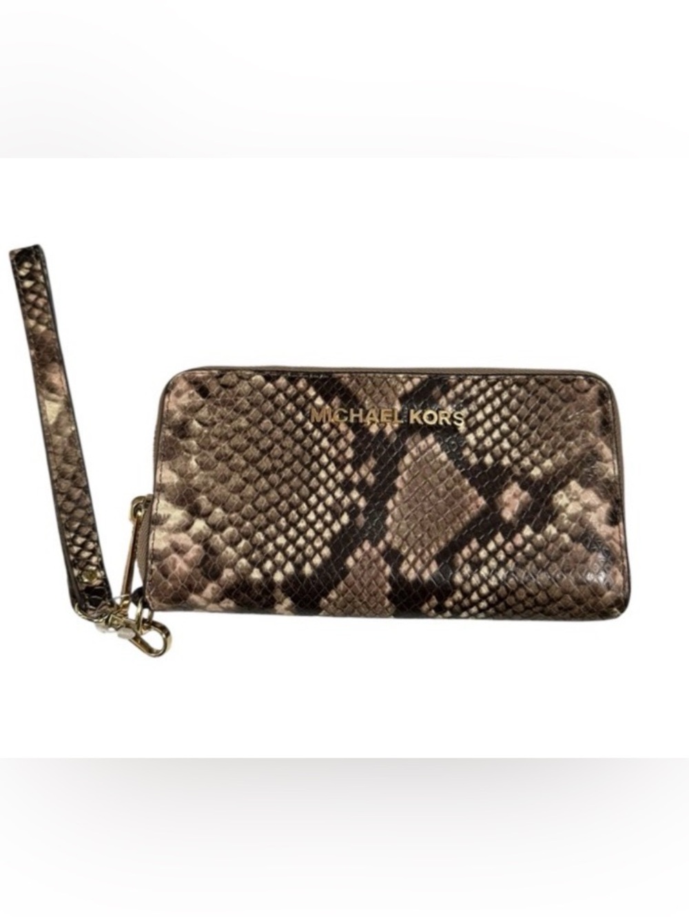 Michael Kors Jet Set Zip Around Python Embossed Wallet Wristlet - Picture 9 of 9